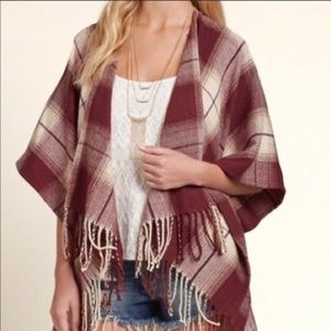 Hollister Red Plaid Poncho